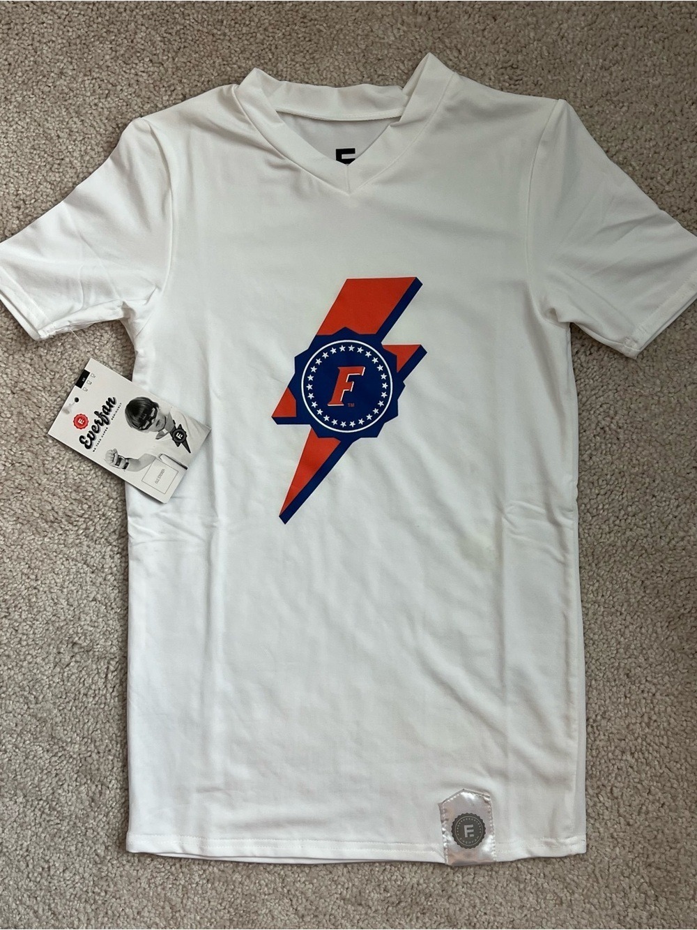 Everfan Florida Gators Kids White V-Neck Performance Shirt Size YM Youth NWT